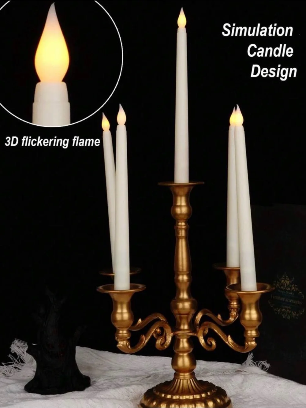 5-Pack White LED Flameless Taper Candles for Home, Parties or Weddings